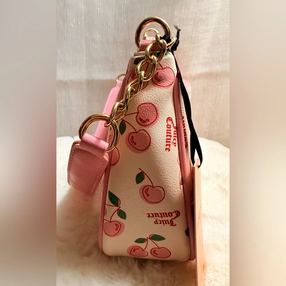 NEW Juicy Couture White Pink Cherry Girl Shoulder Bag
